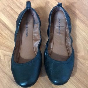 Emmie black leather flats